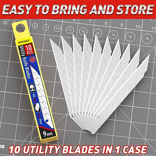 DIYSELF 50 Pack Utility Knife Blades, 9mm Snap Off Blades (30°) | Razor Knife Box Cutter Blades Refills for Detail Cutting, Segmented Edge, Precision Trimming for Paper, Vinyl, Film, Crafts - size: 50-Pack(30°)