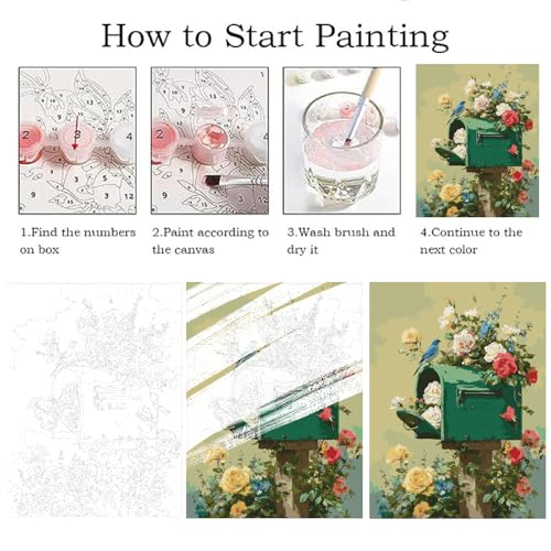ZRIZQ Paint by Numbers Kit for Adults Beginner,Flowers Mail,16x20 | Full set with wooden brushes,rolled canvas,rich paints.Calming activity.Beginner friendly.Just open and paint. - color: 16"X20"Rolled Canvas(Frameless)-Flowers 18