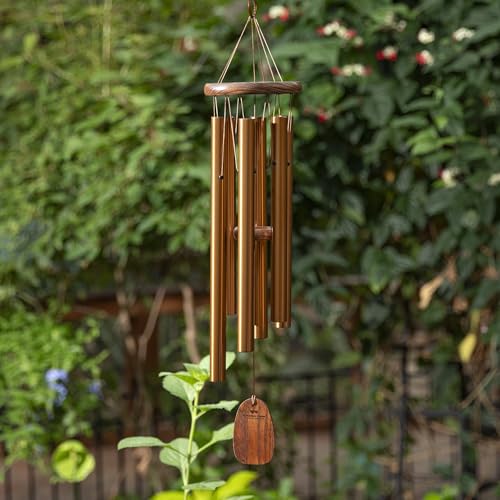 Woodstock Wind Chimes Amazing Grace Chime Medium (24'') Bronze Wind Chime Inspirational and Memorial Gifts Wind Chimes for Outside Patio Home or Garden Decor - color: Bronze, size: 24" Medium