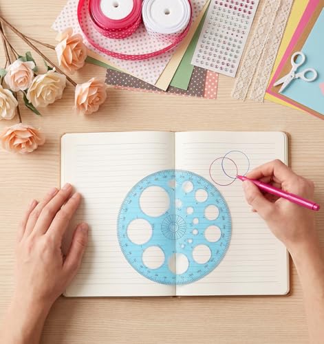 2Pcs Circle Stencils, Circle Template for Drawing Multi-Function Geometric | for School, Office, Drafting, Design Supplies