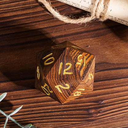 50mm Wooden D20 Dice Bocote Wood 20 Sided Dice for D&D Tabletop Game - color: D20 Garapa