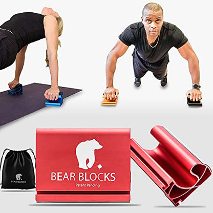 Pushup Bars - Safe Push Up Bars - Strength training Pushup Stands Perfect for Home Gym & Traveling Fitness - Lightweight, Non-Slip Bodyweight Training Workouts Blocks - color: Red