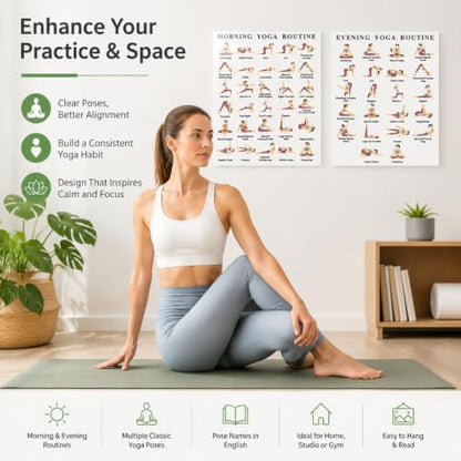 2 Pcs Yoga Poses Poster, Yoga Poster for Women Beginners
