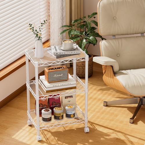 Golpart 3Tier Adjustable Storage Shelves Metal Wire Shelving Standing Shelf - color: White, size: 3-tier-11.6"Dx17.6"Wx29.8"H