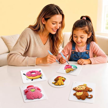 RuiHawk 95 Pcs Magic Foam Painting Refill Kit, 75 Sheets 3D Textured Paper, 3 Water Brushes, 10 Keychains – Mess-Free, Water-Activated, Non-Toxic – with Gift Box, Travel Art Set for Kids Ages 5-10 - color: 75 Foam Refill Kit + 20 Accessories