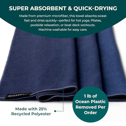 Oceanfoam Beach Towel – Lightweight, Absorbent, Quick-Drying, Sand-Resistant, Non-Slip – Ideal for Workouts, Yoga, Pilates, Beach, Pool, Boat & Travel – 25% Recycled – 72"x24" (Navy Gradient) - color: Navy Gradient