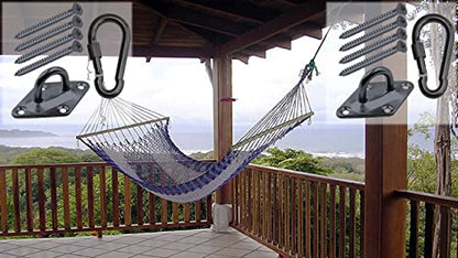 Heavy Duty Hammock Kits & Ceiling Hook Diamond Pad Eye Plates, 304 Stainless Steel & Black Zinc Galvanized Steel Corrosion Resistant, 2, 4 & 8 Packs - color: Black Diamond Plate Hammock Kit