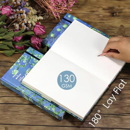 Art Journal, Sketch book, Blank Notebook, 130gsm, Thick Paper Sketchbook, A5, Hardcover Drawing Notebook, Blank Page Journal, Lay Flat, Unlined, Van Gogh Almond Blossom, Cute Sketchbook - color: A5-Almond