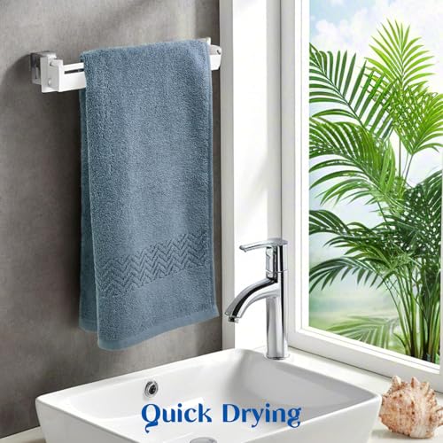 Cleanbear Cotton Hand Towels with Wavy Pattern, 4-Pack, 13 x 28 Inch | Quick Dry & Lightweight Hand Towels for Bathroom, Kitchen, Gym, Blue-Gray - color: Blue-gray