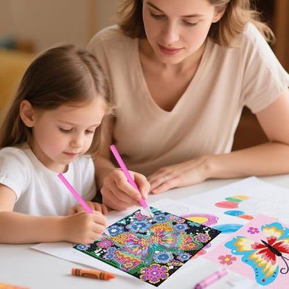 FlyingMage 5D Diamond Art Painting Kits for Adults, 4 Pack Cute Animal Full Drill Diamond Dots Paintings, DIY Diamond Crafts and Art Mosaic Kits, Kawaii Gem Paint with Diamonds Pictures, Butterfly - color: Multicolor Butterfly