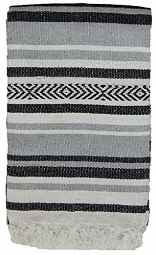 Kakaos Handmade Traditional Extra Heavy Yoga Blanket (Gray/Black) - color: Gray / Black