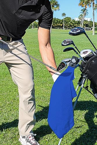 Magnetic Golf Towels for Golf Bags with Clip & Ultra Strong Magnet - Waffle Weave Microfiber Towel for Secure Hold on Bags & Carts - Ideal Club Cleaner & Accessories - Bright Blue - color: Bright Blue