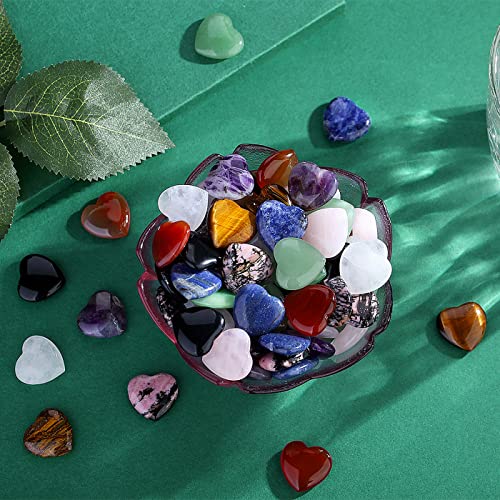 QINJIEJIE 30PCS Heart Crystals Healing Crystal Palm Natural Stone Gemstones - color: Multi-colored - 30pcs Crystal