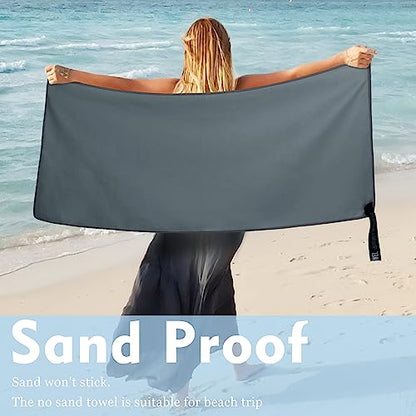 Microfiber Travel Towel, Quick Dry Camping & Gym Towel. Compact - color: Dark Gray, size: M:20"×40"
