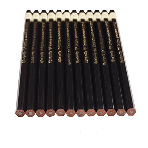 Tombow 51523 MONO Drawing Pencil Set, Assorted Degrees, 12-Pack. Professional Quality Graphite Pencil Set with Eraser and Sharpener
