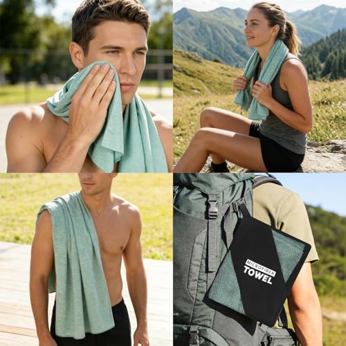2 Pack Camping Towels for Face Hand Quick Dry Microfiber Travel Beach Hiking Backpacking Swimming Pool Hot Yoga Towel(Light Green, 2 Pack S(15.5X31 Inch) - color: Light Green, size: 2 Pack S(15.5X30 Inch