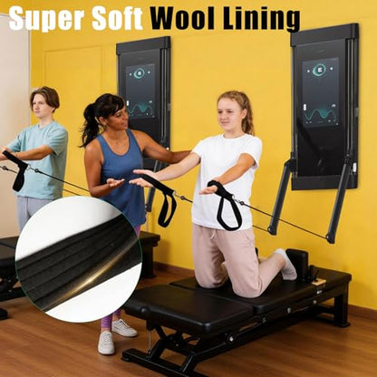 Pilates Loops Compatible with Tonal Smart Home Gym, Double Loop Soft Lined Pilates Straps with T Lock Adapter, W/Snap Hooks - color: Black