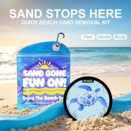 Sand Remover for Beach Towels - Soft Quick Clean Mitt for Kids & Adults | Removes Sand in Seconds,Gentle on Skin,Reusable & Washable,Beach Vacation Essential,Perfect for Beach, Pool & Camping - color: Sea Turtle B