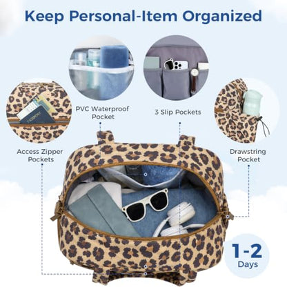 Women's Duffle Gym Bag, Carry-On Shoe Compartment for Weekender Overnight - color: Cheetah, size: Medium