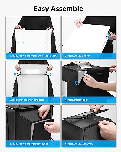 Glendan Portable Light Box Photography 16"x16" | Professional Dimmable Photo Box, High CRI 480 LED Lights, Soft Box, 4 Photo Backdrops for Jewelry and Product Photography - size: 16*16 inch