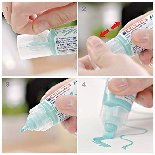 edding 5400 Acrylic 3D Double Liner - Pink - 1 Acrylic Colour Tube - 2 nozzles 2-3,5-10mm - Acrylic Paints for Canvas, Painting Boards and Wood - Waterproof acrylics in Artist-Quality Colours - color: Telemagenta Mat