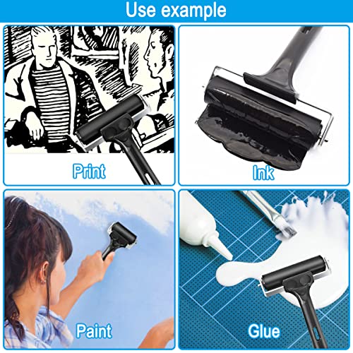 Rubber Roller, Ideal for Anti Skid Tape Construction Tools, Print, Ink and Stamping Tools (4-Inch, Black) - size: 4-Inch