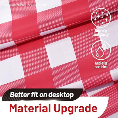 Plastic Table Cloth, 310 Ft X 54 In Plastic Table Cover Gingham Tablecloth | Red and White Checkered Tablecloth Roll with Cutter PEVA Plastic Table Cloth Disposable for Backyard BBQ, Gathering, Buffet - color: Red Checkered, size: 3720" x 54" (Rectangular