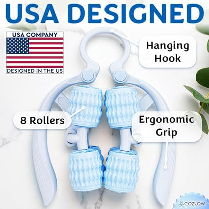 COZLOW Leg Massage Roller - Adjustable Arm Belly Massager Roller Stick to Reduce Cellulite Appearance - Deep Tissue Myofascial Release Tool - Lymphatic Drainage Massaging Tool - color: Blue/White