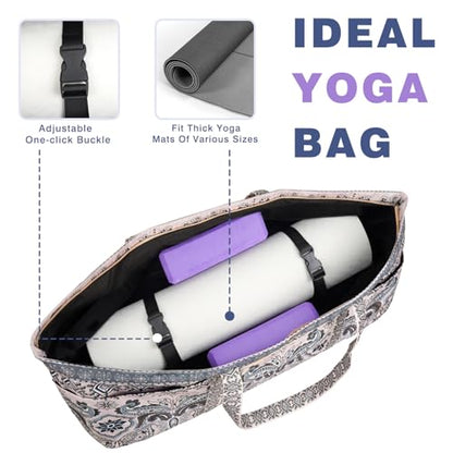 Yoga Mat Bag Yoga Mat Carrier with Shoes Compartment & Wet Pocket Pilates Bag with Zipper Pockets & Yoga Mat Holder Strap Yoga Bags and Carriers Fits All Your Stuff - color: Indian Floral