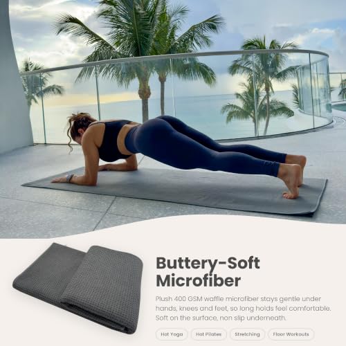 Ayra Hot Yoga Towel Non Slip - Yoga Mat Towel with Grip and Hot Pilates Towel | Microfiber, Ultra Soft and Highly Absorbent 72x26 | Dark Gray