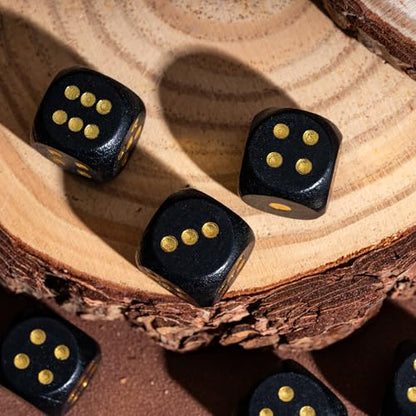 Wooden D6 Dice Set 10PCS 16mm 6 Sided Dice for DND RPG Board Games - color: D6-black G