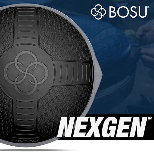 BOSU Nexgen Balance Trainer, Half-Ball Training Equipment, 65 cm Diameter, 300 lb Capacity - Burst-Resistant Stability Exercise Tool w/Non-Slip Base, Includes Hand Pump, Commercial-Grade - color: Black/Gray