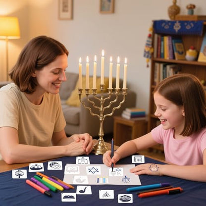Augshy 56pcs Hanukkah Stencils for Baking Painting, Dreidel Menorah | Chanukah Stencils, for Holiday Crafts, Cupcake Dessert Decoration, Supplies - style: Hanukkah