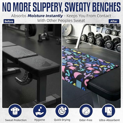 CHEEKY WINX Microfiber Gym Towel – Highly Absorbent Microfiber Sweat Towel, Quick-Dry Lightweight Design, Odour-Resistant Fabric, Matching Carry Bag, Blackfiesta, Large (120 x 60 cm) - color: Black Fiesta, size: Large