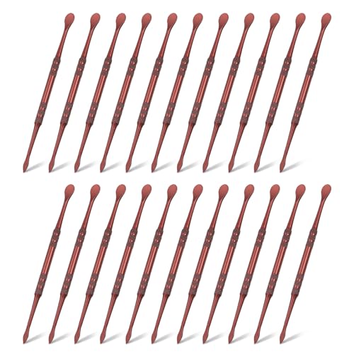 HARFINGTON 22pcs Wax Carving Tool 4.8" Double-Headed Stainless Steel Sculpture Tools Kit Modeling Engraving Sculpting Spoons for Clay Pottery Crafts Shaping, Rose Gold - color: Rose Gold