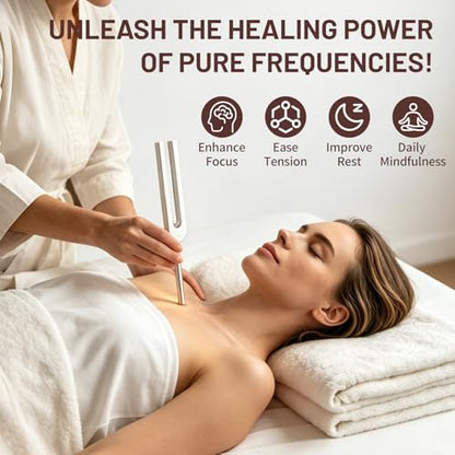 Healing Tuning Fork Set –Includes 128Hz, 136.1Hz, 256Hz, 384Hz Weighted and Unweighted,with Activator & Wooden Mallet,Tuning Fork Set for Meditation, Yoga, and Chakra Energy Therapy