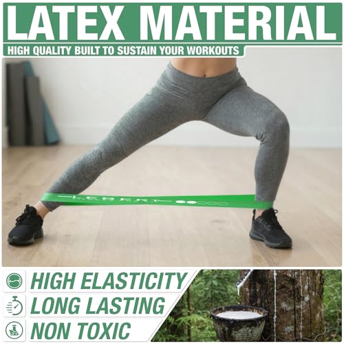Lebert Mini Resistance Bands – 5 or 10 Pack Loop Bands - color: c) Green 10 Pack