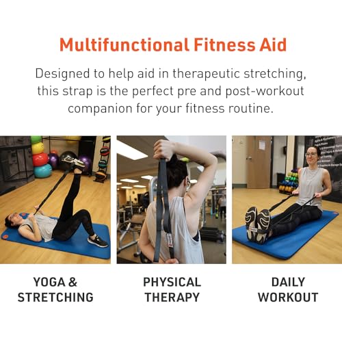 Body Sport Static Stretch Strap, 6 ft. Long - Durable Woven Tool for Home Fitness & Gym with Loops for Yoga, Stretching, Physical Therapy & Rehab
