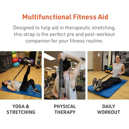 Body Sport Static Stretch Strap, 6 ft. Long - Durable Woven Tool for Home Fitness & Gym with Loops for Yoga, Stretching, Physical Therapy & Rehab