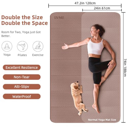Foldable Yoga Mat 74"x47.2"x 0.4" – Large Yoga Mat | Non-slip, thick 0.4" cushion for comfort, odor-free TPE, for stretching/home gym/outdoor, easy store & carry