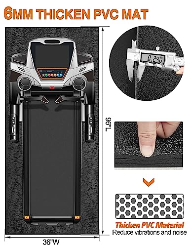 Treadmill Mat, 5'x2.5'/5.6'x2'/6.5'x3'/8'x3',6mm Thickness Exercise Equipment Mat for Carpet Hardwood Floors, Compatible with Walking Pad,Spin Bike,Elliptical Trainer,Rowing Machine - size: 96"L x 36"W x 0.24"Th