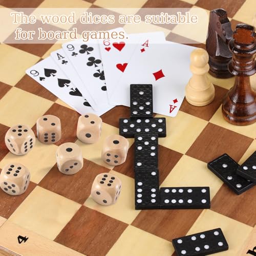 50 Pcs Wooden Dice Set 16mm Standard Wooden Dice Bulk 6 Sided with Rounded Corners Wood Game Dice with Carry Bag for Table Games Party Favors
