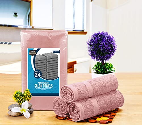 Utopia Towels Salon Towels, Pack of 24, 16x27 in, 100% Cotton, Dusty Pink - color: Dusty Pink, size: 24 Pack