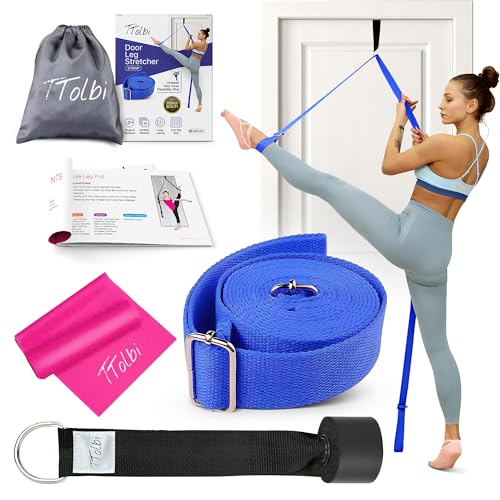 Leg Stretcher Strap with Door Anchor and Resistance Band, Splits Trainer - color: Deep Blue