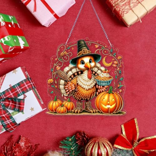 Thanksgiving Hanging Diamond Art Kits for Adult Diamond Painting Kit | Fall DIY Diamonds Painting Art Kit, Acrylic Diamonds Painting Suncatcher Board Kit, Special Crystal Diamond Hanging Ornament - color: DP04528