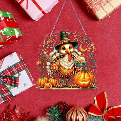 Thanksgiving Hanging Diamond Art Kits for Adult Diamond Painting Kit | Fall DIY Diamonds Painting Art Kit, Acrylic Diamonds Painting Suncatcher Board Kit, Special Crystal Diamond Hanging Ornament - color: DP04528