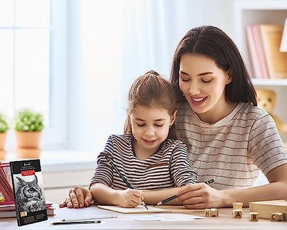 Brusarth Charcoal Drawing Set, 12 pcs Black charcoal pencils | White Charcoal Pencils, Eraser Pencils, Blending Stumps for Drawing, Sketching, Shading, Artist Pencils for Beginners - color: Black