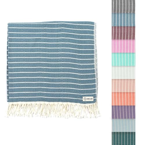 Sand Cloud Turkish Beach Towel - Sand Resistant & Quick Dry Towel | 100% Certified Organic Turkish Towel - Bath Towel or Beach Blanket for Picnic - As Seen on Shark Tank - Gocek (Denim) - color: Denim, size: 37x69