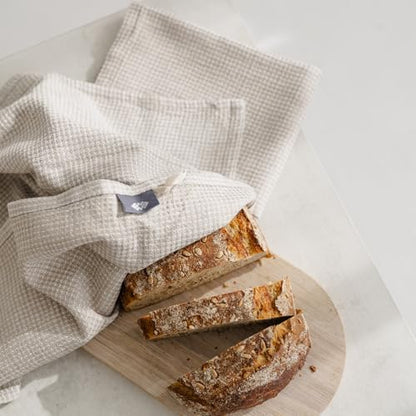 European Flax Linen Kitchen Towels Set of 2 - 16x28-inch - Waffle Weave - color: White Natural, size: Hand Towels