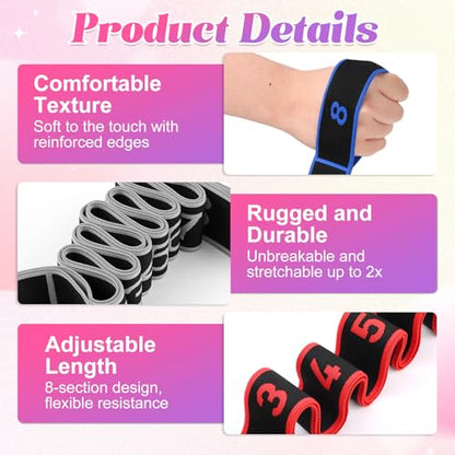 3PCS Fitness Resistance Band for Stretching and Yoga, 8-Section Numbered Elastic Resistance Band | Fitness Band with Clear Markings for Yoga, Stretching, Pilates - color: 3pcsA-Red*Black*Blue*